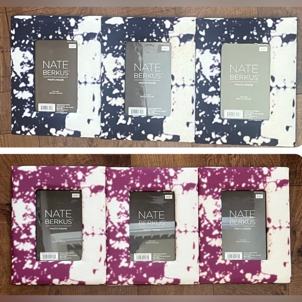 6 brand new Nate berkus quilted marble design picture frames 4”x6”